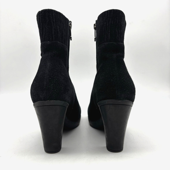 BLONDO 'Loann' Black Suede Leather AquaProtect Block Heel Zip Up Ankle Boots 8M - Picture 7 of 16